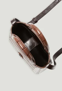 Shop Anoucko Nano Brown Embossed Leather Bag Women Crossbody Bags