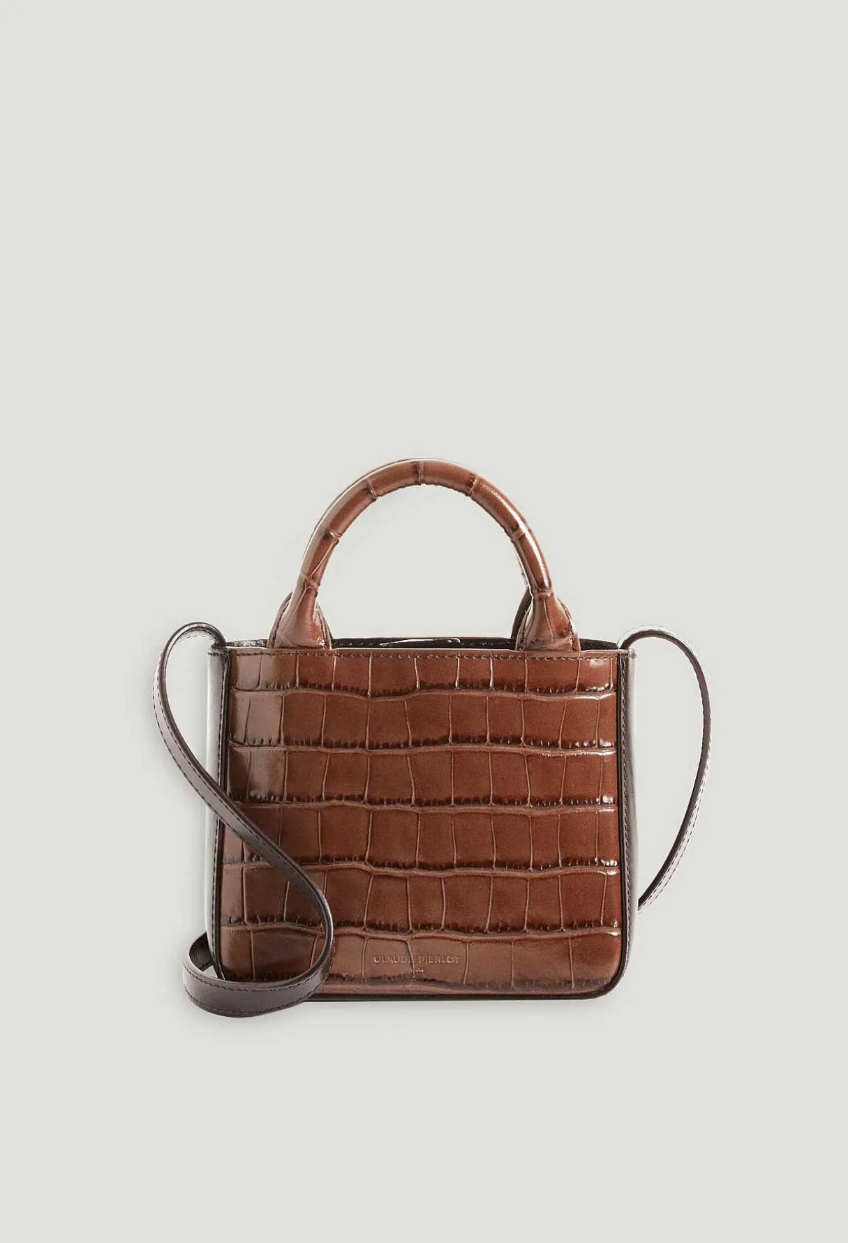 Shop Anoucko Nano Brown Embossed Leather Bag Women Crossbody Bags