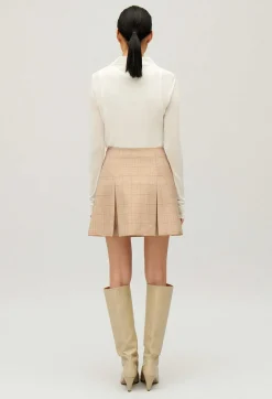 Discount Beige Checked A-Line Skirt Women Skirts And Shorts