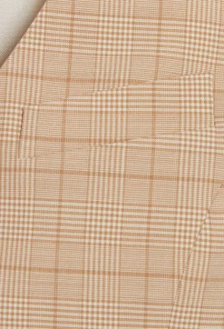 Best Beige Checked Suit Waistcoat Women Blazers