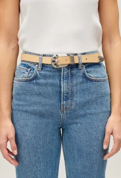 Hot Beige Leather Belt Women Belts