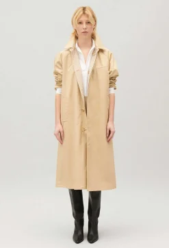 Store Beige Reversible Mid-Length Coat Women Jackets And Coats