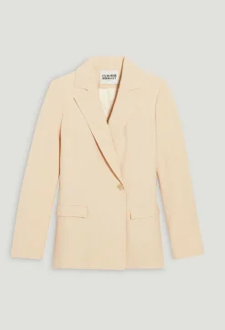 Online Beige Textured Suit Jacket Women Blazers