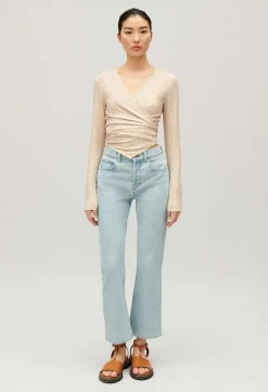 Fashion Beige Wrap Top Women Tops And Shirts