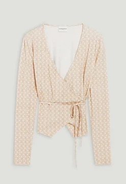 Fashion Beige Wrap Top Women Tops And Shirts