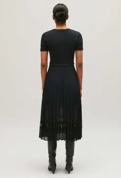 Best Black And Navy Bi-Material Dress Women Dresses