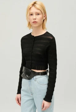 Cheap Black Cropped Cardigan Women Tops And Shirts
