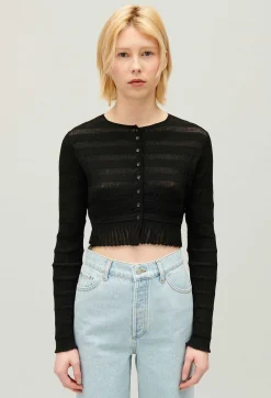 Cheap Black Cropped Cardigan Women Tops And Shirts