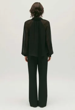 Store Black Floaty Blouse Women Tops And Shirts