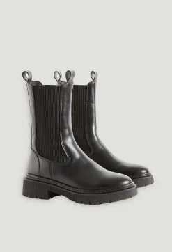 Clearance Black Leather Chelsea Boots Women Booties And Boots