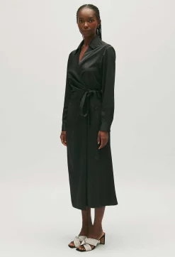 Shop Black Midi Wrap Dress Women Dresses