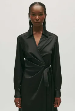 Shop Black Midi Wrap Dress Women Dresses