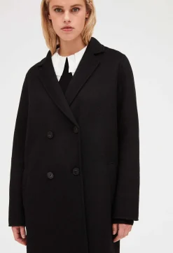 Cheap Black Straight Mid-Length Coat Women Jackets And Coats