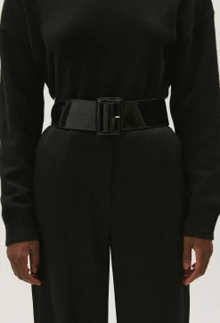 Store Black Wide Patent Belt Women Belts