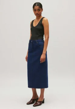 Best Blue Denim Midi Skirt Women Skirts And Shorts