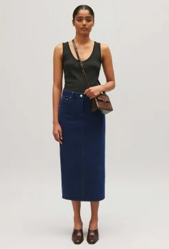 Best Blue Denim Midi Skirt Women Skirts And Shorts
