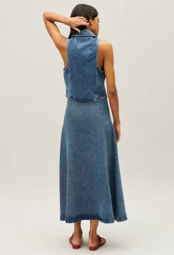 Shop Blue Denim Sleeveless Top Women Tops And Shirts