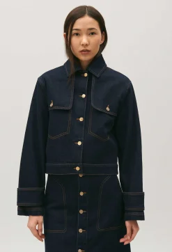 Sale Blue Raw Denim Jacket Women Jackets And Coats