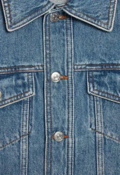 Hot Blue Straight-Leg Denim Jacket Women Jackets And Coats