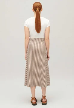 Cheap Bronze Striped Midi Skirt Women Skirts And Shorts