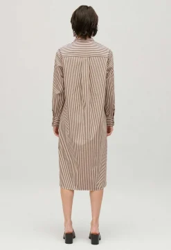 Cheap Bronze Striped Mid-Length Dress Women Dresses