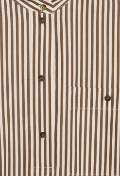 Cheap Bronze Striped Mid-Length Dress Women Dresses