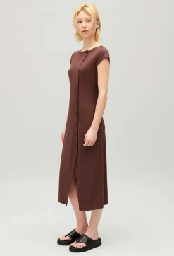 Best Brown Button-Up Maxi Dress Women Dresses