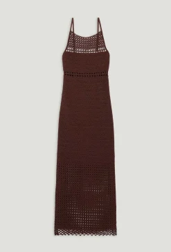 Online Brown Crochet Maxi Dress Women Dresses