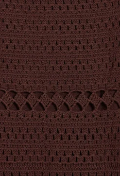 Online Brown Crochet Maxi Dress Women Dresses