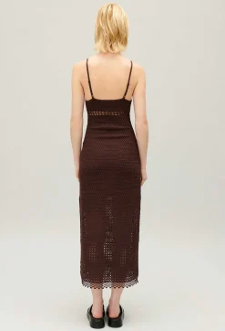 Online Brown Crochet Maxi Dress Women Dresses