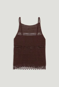 Online Brown Crochet Top Women Tops And Shirts