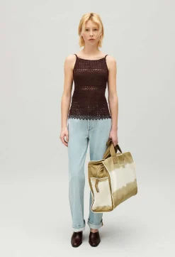 Online Brown Crochet Top Women Tops And Shirts