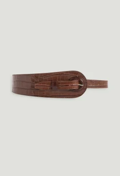 Hot Brown Embossed Leather Belt Women Belts