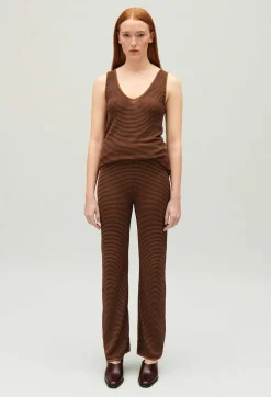 Discount Brown Striped Trousers Women Jeans And Trousers