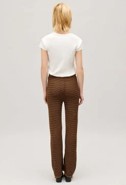 Discount Brown Striped Trousers Women Jeans And Trousers