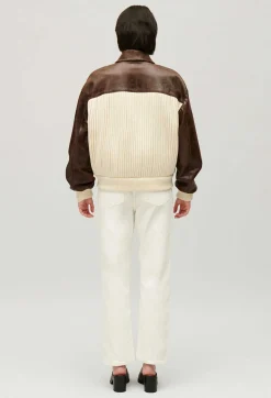 Outlet Brown Two-Tone Bomber Jacket Women Jackets And Coats