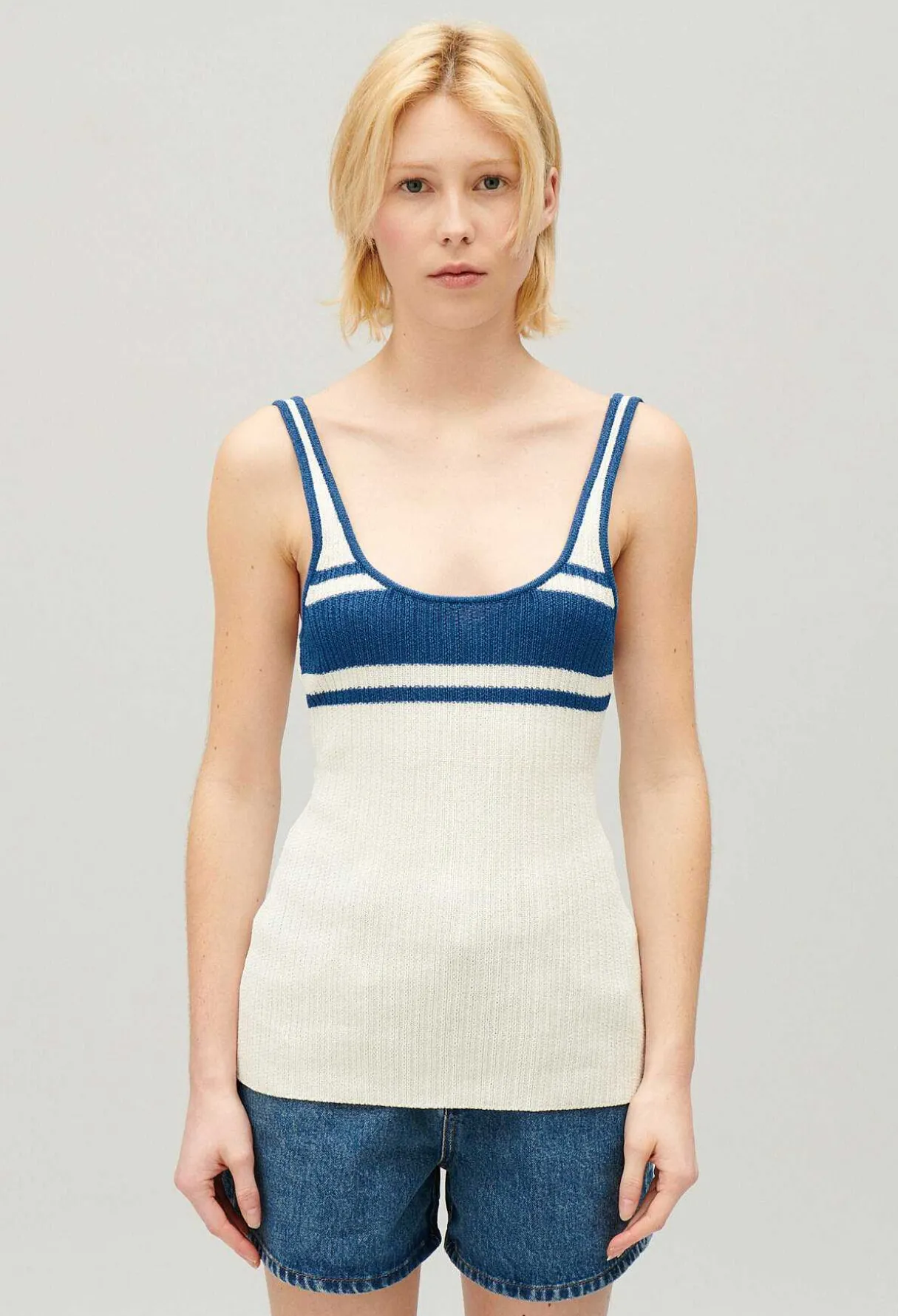 Online Cream Knitted Vest Top Women Tops And Shirts