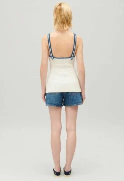 Online Cream Knitted Vest Top Women Tops And Shirts