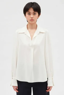Best Sale Ecru Flowing Blouse Women Tops And Shirts