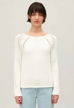 Hot Ecru Knitted Jumper With Embroidery Women Sweaters And Cardigans