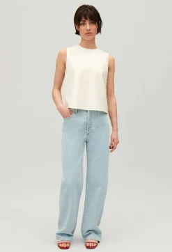 Online Ecru Sequined Sleeveless Top Women Tops And Shirts