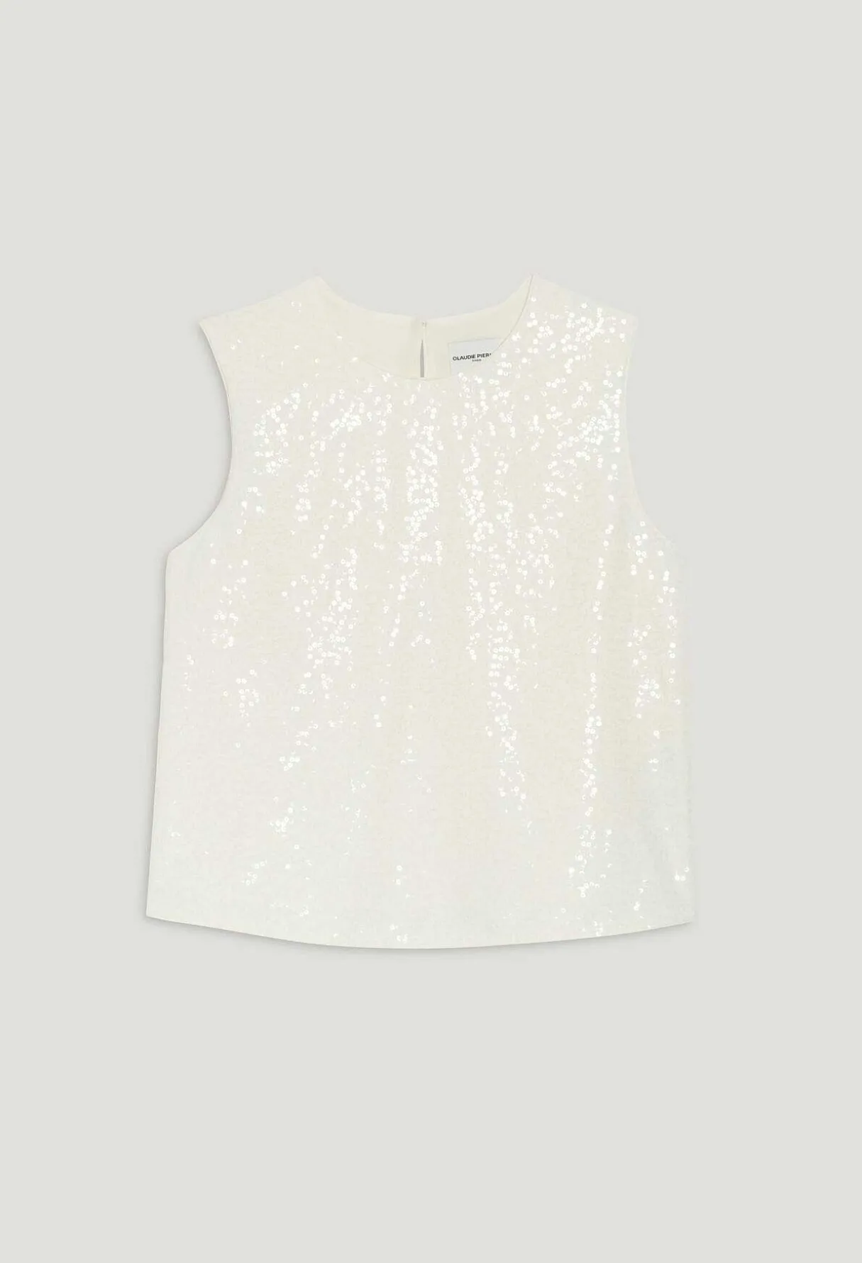 Online Ecru Sequined Sleeveless Top Women Tops And Shirts