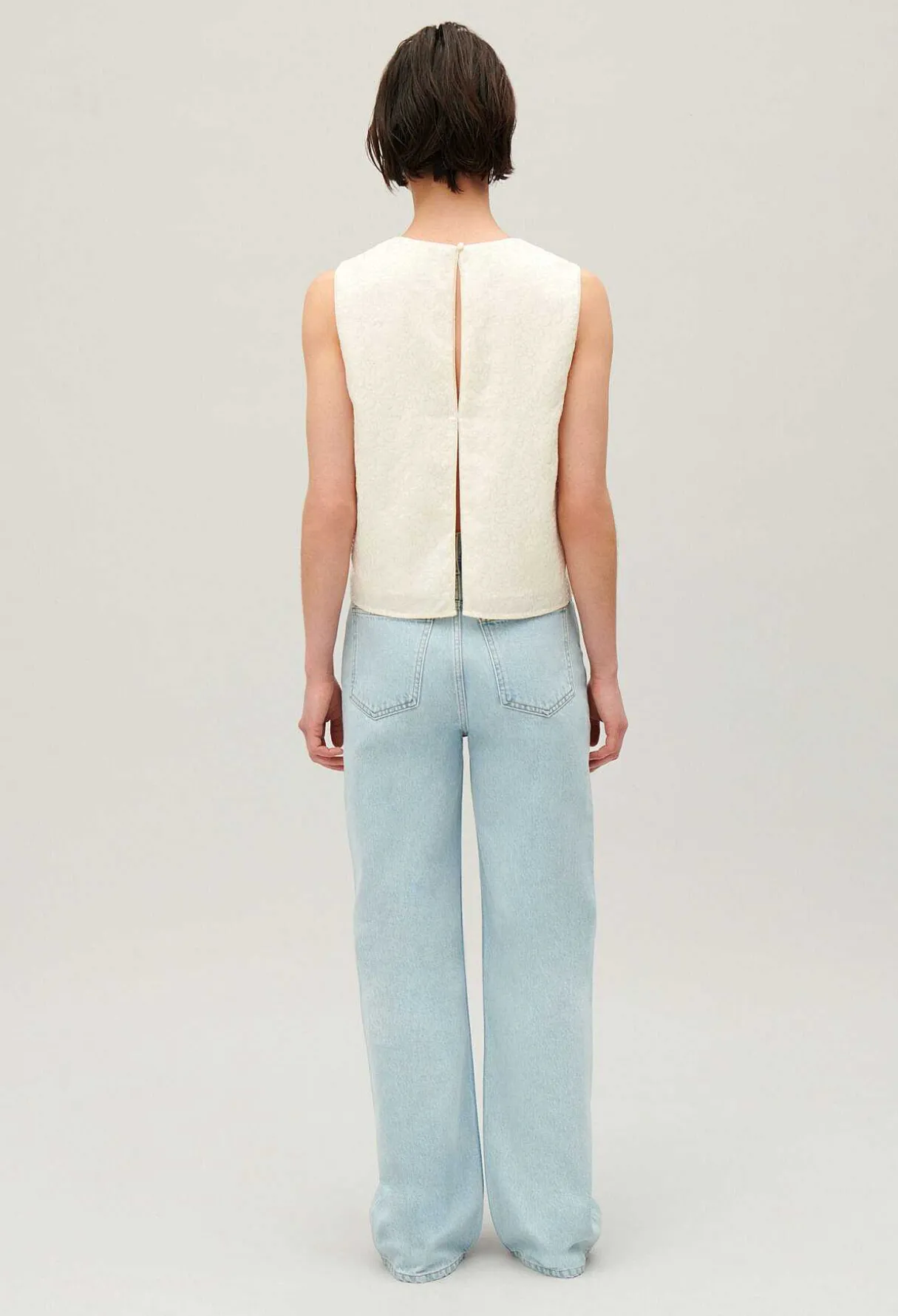 Online Ecru Sequined Sleeveless Top Women Tops And Shirts