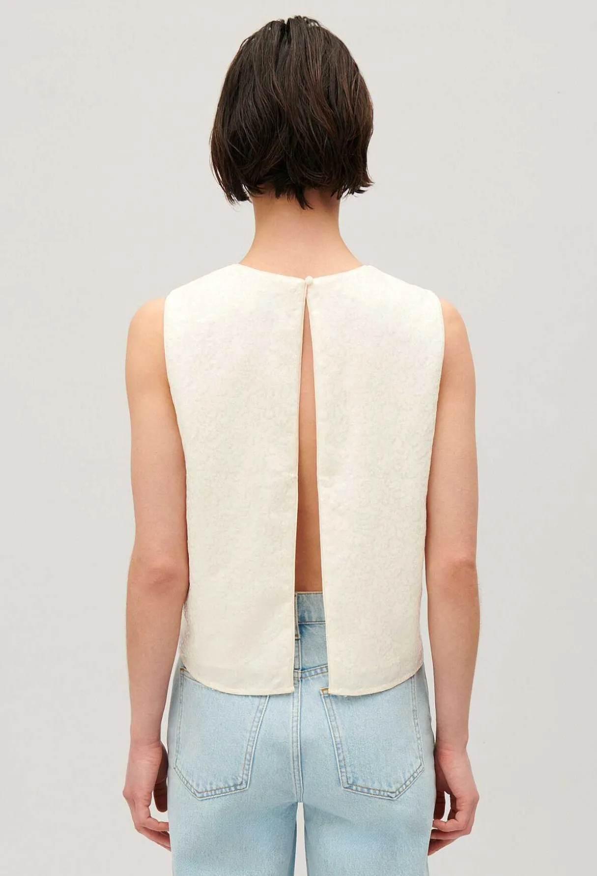 Online Ecru Sequined Sleeveless Top Women Tops And Shirts