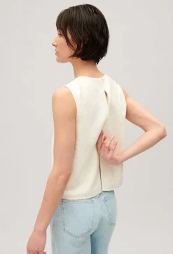 Online Ecru Sequined Sleeveless Top Women Tops And Shirts