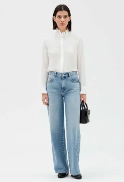 Flash Sale Ecru Victorian Collar Blouse Women Tops And Shirts
