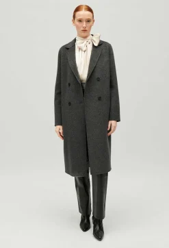 Online Flecked Grey Double-Sided Wool Coat Women Jackets And Coats