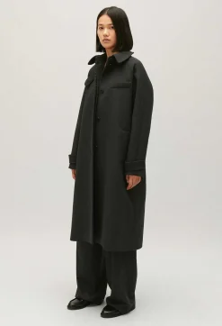Shop Flecked Grey Wool Mid-Length Coat Women Jackets And Coats