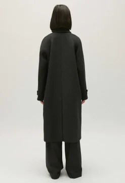 Shop Flecked Grey Wool Mid-Length Coat Women Jackets And Coats