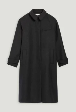 Shop Flecked Grey Wool Mid-Length Coat Women Jackets And Coats
